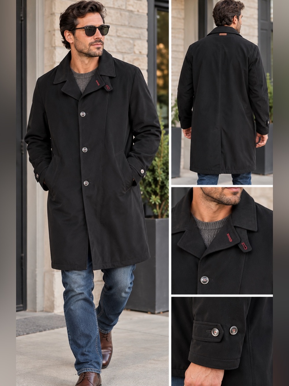 Gimo's Men's Italian Black Technical
Overcoat Size 40